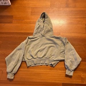 Aritzia TNA CozyAF Green Cropped Hoodie